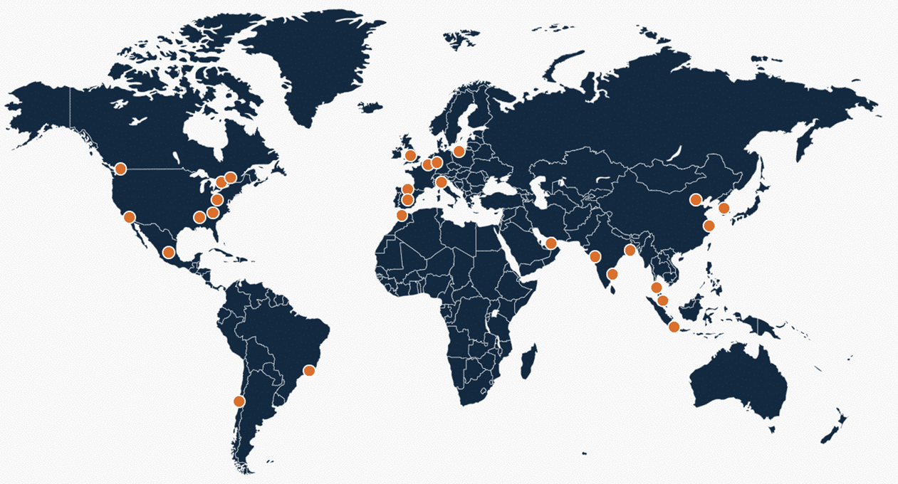 World Map with Global Locations
